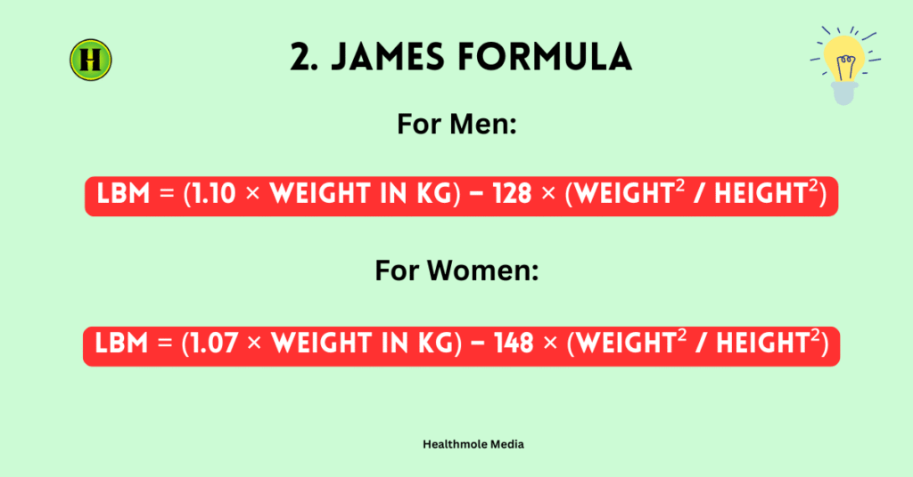 James Formula Lean Body Mass Calculator of Healthmole Media